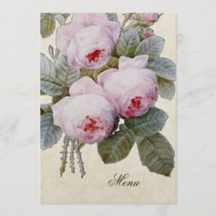 Menú de Boda Rosa de Borbón Inglés Floral Custom W