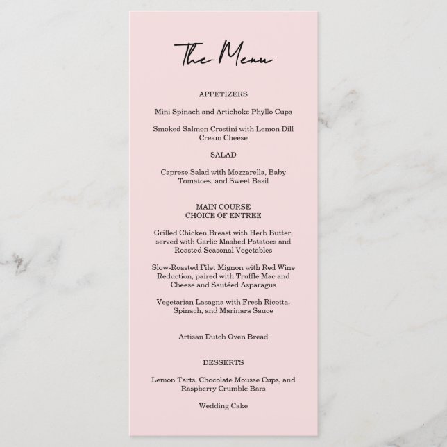 Menú de Boda Rosa de Jardín (Anverso)