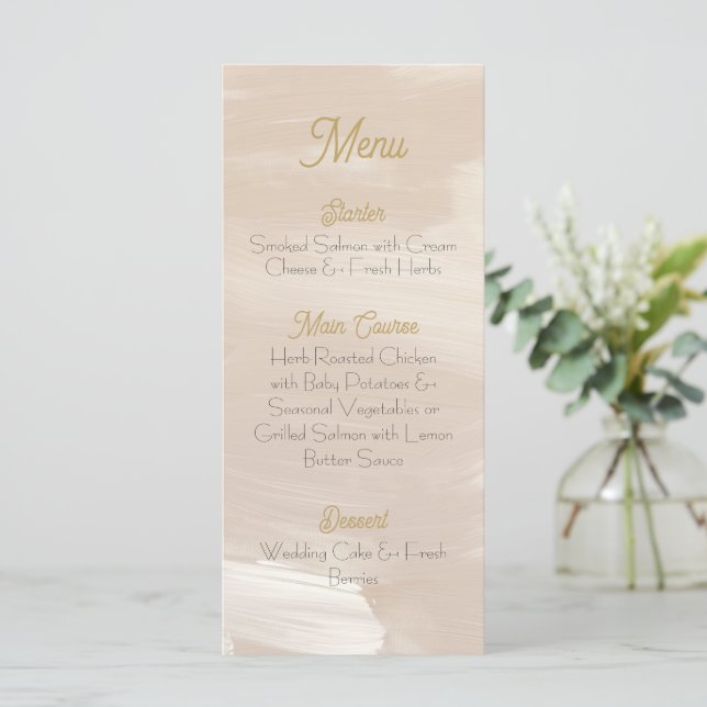 Menú de Boda Rosa Pastel (Anverso de pie)