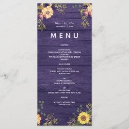 Menú de Boda Rústica con Flores Purpúreas