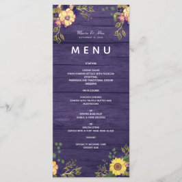 Menú de Boda Rústica con Flores Purpúreas