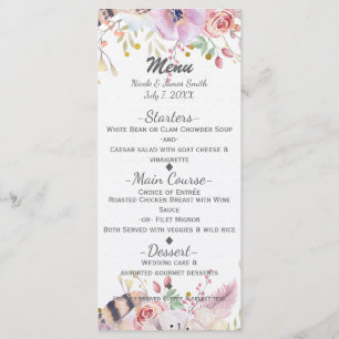 Menú de Boda Rústica de Campo con Flores y Cuernec