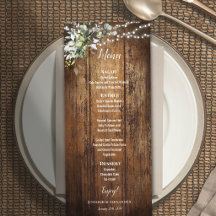 Menú de boda rústica de eucalipto