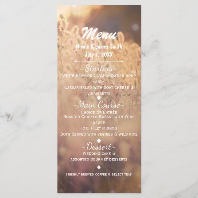 Menú de Boda Rústica en Campo de Flores (Anverso)
