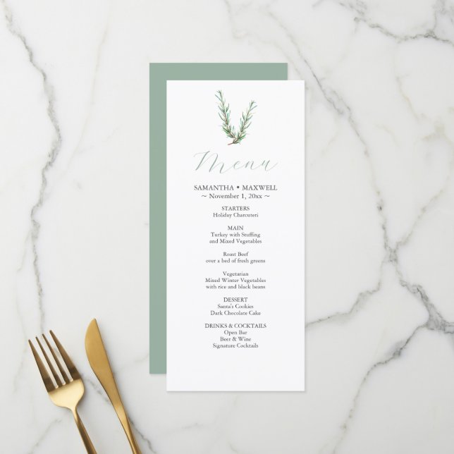 Menú de Boda Rústica para Celebración de Invierno (Anverso/Reverso In Situ)