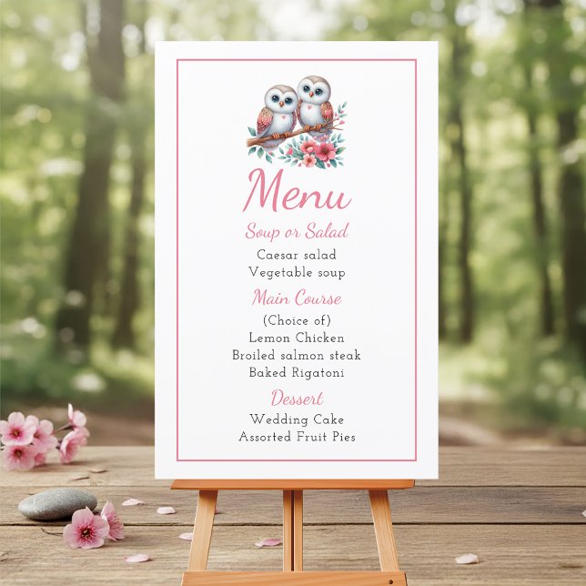 Menú de Boda Rústico Boho de Bosque de Búhos (Subido por el creador)