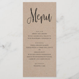 Menú de boda rústico. Menú de cena moderno kraft