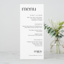 Menú de Boda Sencillo Moderno y Elegante