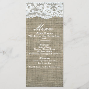 Menú de Boda Sencillo y Elegante de Arpillera y En
