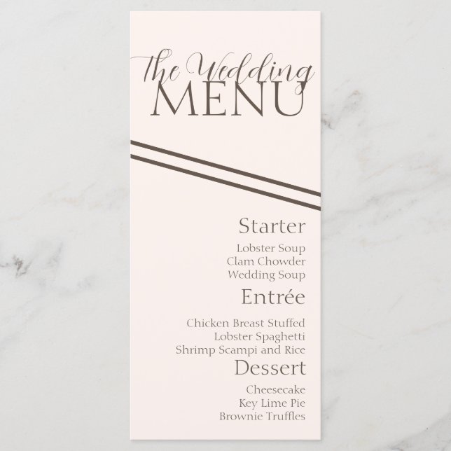 Menú de Boda Simple Café Tan (Anverso)