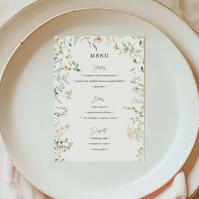Menú de Boda Simple de Flores Silvestres Rústicas  (Subido por el creador)