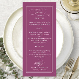 Menú de Boda Simple Elegante Pink Cassis 4x9