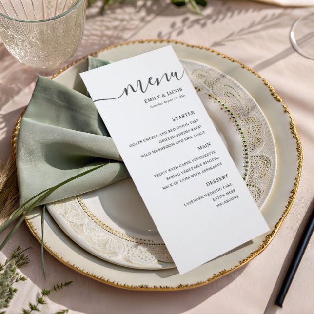 Menú de boda simple en blanco y negro (Subido por el creador)