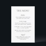 Menú de Boda Simple en Blanco y Negro Moderno<br><div class="desc">Menú de boda moderno con un diseño simple pero elegante.</div>
