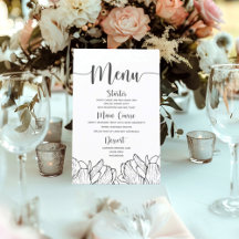 Menú de Boda Simple Floral Moderno