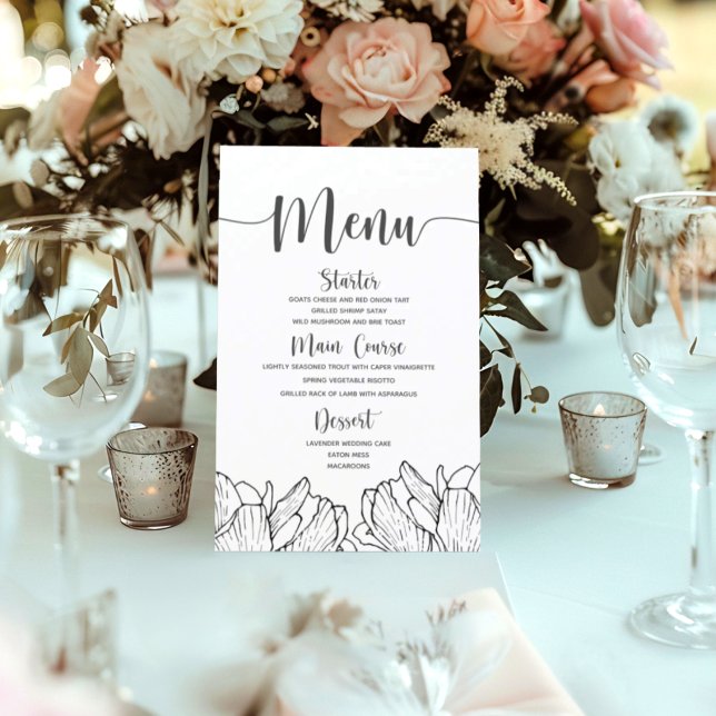 Menú de Boda Simple Floral Moderno (Subido por el creador)