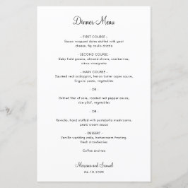 Menú de Boda Simple Minimalista Moderno