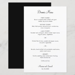 Menú de Boda Simple Minimalista Moderno