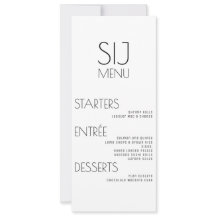 Menú de Boda Simple Moderno Blanco y Negro