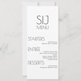 Menú de Boda Simple Moderno Blanco y Negro