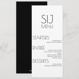 Menú de Boda Simple Moderno Blanco y Negro