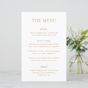 Menú de Boda Simple Moderno en Oro