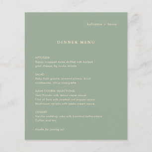Menú de Boda Simple Verde Salvia Moderno