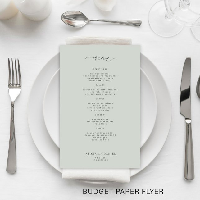 Menú de boda simple y económico en verde salvia (Subido por el creador)