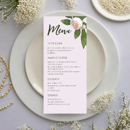 Menú de Boda Simple y Elegante con Florales Verdes
