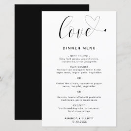 Menú de Boda Simple y Moderno Corazón de Amor