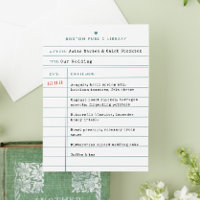 Menú de Boda Tarjeta de Préstamo de Libro de Bibli