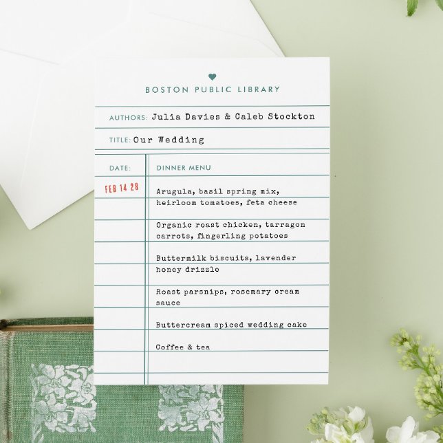 Menú de Boda Tarjeta de Prestamo de Libro de Bibli (Subido por el creador)