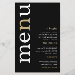 Menú de Boda Tipografía de Oro Blanco en PAPEL