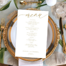 Menú de boda tipografía romántica dorada presupues