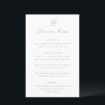 Menú de Boda Tradicional Verde Salvia Elegante<br><div class="desc">Menús de boda de estilo clásico que presentan un diseño simple y atemporal con letra elegante y fuentes serif tradicionales.</div>
