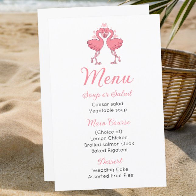 Menú de Boda Tropical Playa Hawaiana Flamingo Rosa (Subido por el creador)