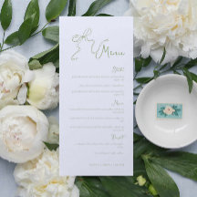 Menú de Boda verde de Bow Sage dibujado a mano cap
