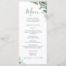Menú de Boda Verde Elegante de Eucalipto