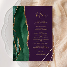 Menú de Boda Verde Esmeralda Dorado Púrpura