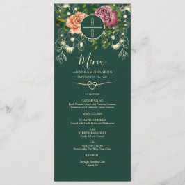 Menú de Boda Verde Esmeralda Floral