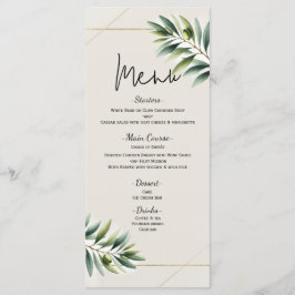 Menú de Boda Verde Hoja de Olivo Hueso Blanco y Do