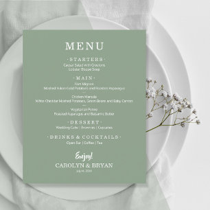 Menú de Boda Verde Menta Simple Presupuesto