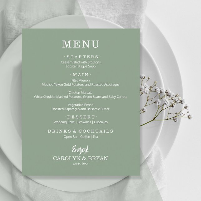 Menú de Boda Verde Menta Simple Presupuesto (Subido por el creador)