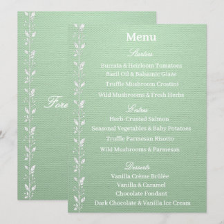 Menú de Boda Verde Pistacho Elegante
