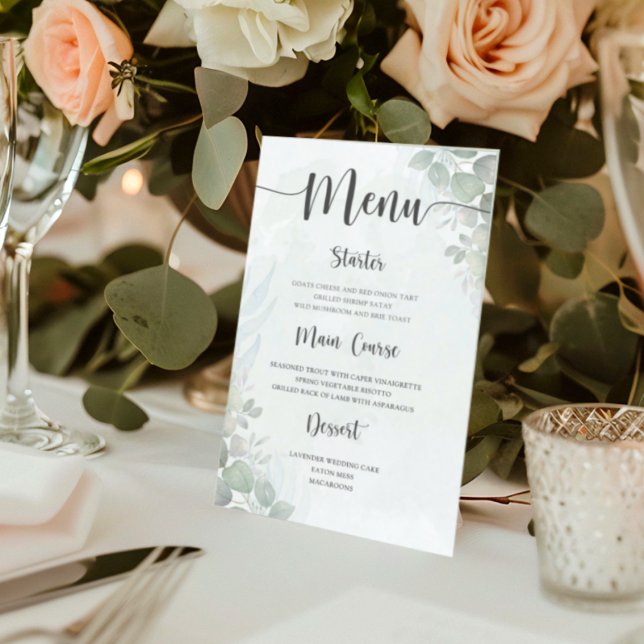 Menú de Boda Verde Rústico de Eucalipto (Subido por el creador)
