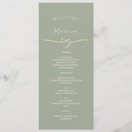 Menú de Boda Verde Salvia con Nombre del Invitado