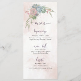 Menú de Boda Verde Suculento y Rosa