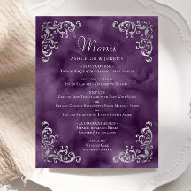 Menú de Boda Vintage Plata Presupuesto Morado