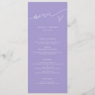 Menú de Boda Violeta de Letra Moderna