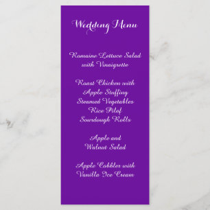 Menú de boda violeta púrpura